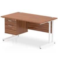 dynamic Impulse Straight Desk Rectangular Walnut Cantilever 2 Drawers 1 Pedestal 1,400 (W) x 800 (D) x 730 (H) mm MFC (Melamine Faced Chipboard)