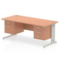 dynamic Impulse Straight Desk Rectangular Beech Cantilever 5 Drawers 2 Pedestals 1,800 (W) x 800 (D) x 730 (H) mm MFC (Melamine Faced Chipboard)