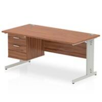 dynamic Impulse Straight Desk Rectangular Walnut Cantilever 2 Drawers 1 Pedestal 1,600 (W) x 800 (D) x 730 (H) mm MFC (Melamine Faced Chipboard)