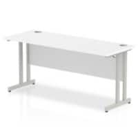 Dynamic Rectangular Office Desk White MFC Cantilever Leg Silver Frame Impulse 1600 x 600 x 730mm