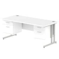 dynamic Impulse Straight Desk Rectangular White Cantilever 4 Drawers 2 Pedestals 1,800 (W) x 800 (D) x 730 (H) mm MFC (Melamine Faced Chipboard)