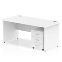 dynamic Impulse Straight Desk Rectangular White Base panel 3 Drawers 1 Pedestal 1,600 (W) x 800 (D) x 730 (H) mm MFC (Melamine Faced Chipboard)