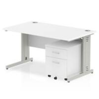 dynamic Impulse Straight Desk Rectangular White Cantilever 2 Drawers 1 Pedestal 1,400 (W) x 800 (D) x 730 (H) mm MFC (Melamine Faced Chipboard)