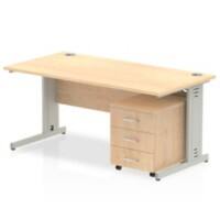 dynamic Impulse Straight Desk Rectangular Maple Cantilever 3 Drawers 1 Pedestal 1,200 (W) x 800 (D) x 730 (H) mm MFC (Melamine Faced Chipboard)