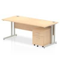 dynamic Impulse Straight Desk Rectangular Maple Cantilever 2 Drawers 1 Pedestal 1,800 (W) x 800 (D) x 730 (H) mm MFC (Melamine Faced Chipboard)