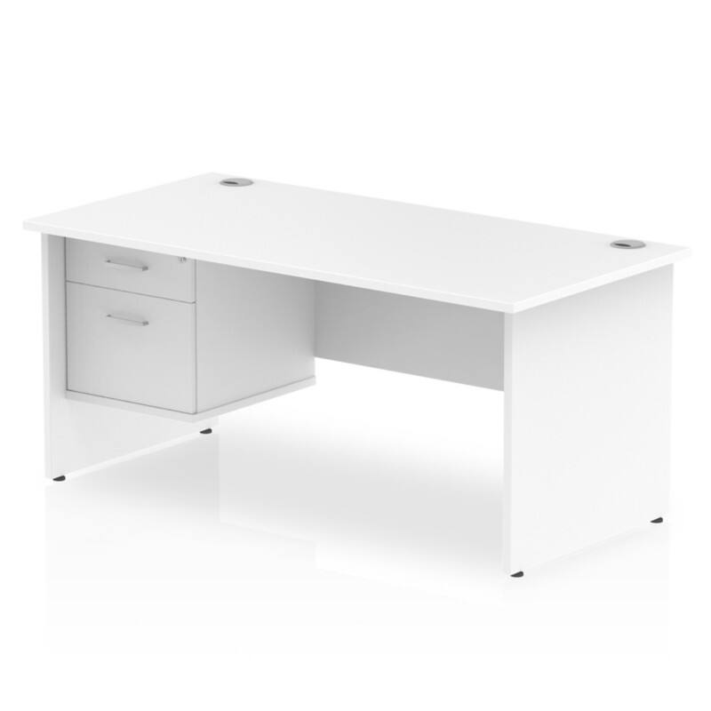 dynamic Impulse Straight Desk Rectangular White Base panel 2 Drawers 1 Pedestal 1,600 (W) x 800 (D) x 730 (H) mm MFC (Melamine Faced Chipboard)