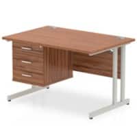 dynamic Impulse Straight Desk Rectangular Walnut Cantilever 3 Drawers 1 Pedestal 1,200 (W) x 800 (D) x 730 (H) mm MFC (Melamine Faced Chipboard)