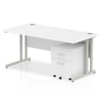 dynamic Impulse Straight Desk Rectangular White Cantilever 2 Drawers 1 Pedestal 1,600 (W) x 800 (D) x 730 (H) mm MFC (Melamine Faced Chipboard)