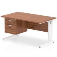 dynamic Impulse Straight Desk Rectangular Walnut Cantilever 2 Drawers 1 Pedestal 1,400 (W) x 800 (D) x 730 (H) mm MFC (Melamine Faced Chipboard)