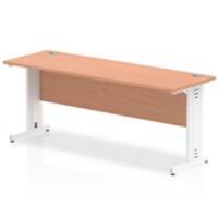 Dynamic Rectangular Office Desk Beech MFC Cable Managed Cantilever Leg White Frame Impulse 1800 x 600 x 730mm