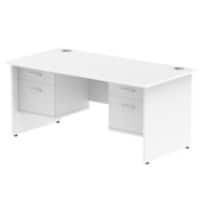 Dynamic Rectangular Office Desk White MFC Panel End Leg White Frame Impulse 2 x 2 Drawer Fixed Ped 1600 x 800 x 730mm