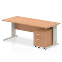 dynamic Impulse Straight Desk Rectangular Oak Cantilever 2 Drawers 1 Pedestal 1,800 (W) x 800 (D) x 730 (H) mm MFC (Melamine Faced Chipboard)
