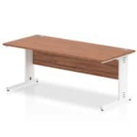 Dynamic Rectangular Office Desk Walnut MFC Cable Managed Cantilever Leg White Frame Impulse 1800 x 800 x 730mm