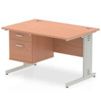 dynamic Impulse Straight Desk Rectangular Beech Cantilever 2 Drawers 1 Pedestal 1,200 (W) x 800 (D) x 730 (H) mm MFC (Melamine Faced Chipboard)
