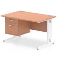 dynamic Impulse Straight Desk Rectangular Beech Cantilever 2 Drawers 1 Pedestal 1,200 (W) x 800 (D) x 730 (H) mm MFC (Melamine Faced Chipboard)