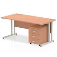 dynamic Impulse Straight Desk Rectangular Beech Cantilever 3 Drawers 1 Pedestal 1,400 (W) x 800 (D) x 730 (H) mm MFC (Melamine Faced Chipboard)