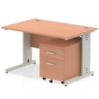 dynamic Impulse Straight Desk Rectangular Beech Cantilever 2 Drawers 1 Pedestal 1,200 (W) x 800 (D) x 730 (H) mm MFC (Melamine Faced Chipboard)