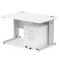 dynamic Impulse Straight Desk Rectangular White Cantilever 2 Drawers 1 Pedestal 1,200 (W) x 800 (D) x 730 (H) mm MFC (Melamine Faced Chipboard)