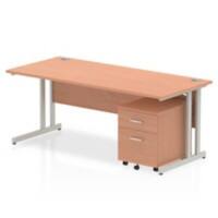 dynamic Impulse Straight Desk Rectangular Beech Cantilever 2 Drawers 1 Pedestal 1,800 (W) x 800 (D) x 730 (H) mm MFC (Melamine Faced Chipboard)