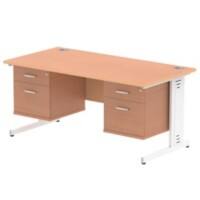 dynamic Impulse Straight Desk Rectangular Beech Cantilever 4 Drawers 2 Pedestals 1,600 (W) x 800 (D) x 730 (H) mm MFC (Melamine Faced Chipboard)