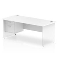 Dynamic Rectangular Office Desk White MFC Panel End Leg White Frame Impulse 1 x 2 Drawer Fixed Ped 1800 x 800 x 730mm