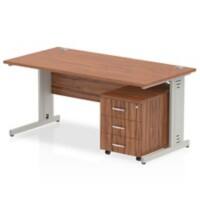 dynamic Impulse Straight Desk Rectangular Walnut Cantilever 3 Drawers 1 Pedestal 1,200 (W) x 800 (D) x 730 (H) mm MFC (Melamine Faced Chipboard)