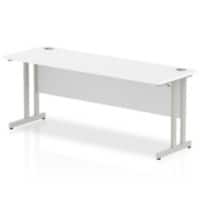 Impulse 1800/600 Rectangle Silver Cantilever Leg Desk White