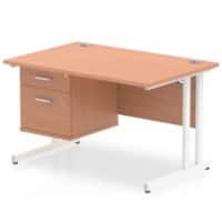 dynamic Impulse Straight Desk Rectangular Beech Cantilever 2 Drawers 1 Pedestal 1,200 (W) x 800 (D) x 730 (H) mm MFC (Melamine Faced Chipboard)