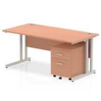 dynamic Impulse Straight Desk Rectangular Beech Cantilever 2 Drawers 1 Pedestal 1,600 (W) x 800 (D) x 730 (H) mm MFC (Melamine Faced Chipboard)