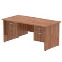 dynamic Impulse Straight Desk Rectangular Walnut Base panel 4 Drawers 2 Pedestals 1,600 (W) x 800 (D) x 730 (H) mm MFC (Melamine Faced Chipboard)