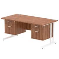 dynamic Impulse Straight Desk Rectangular Walnut Cantilever 4 Drawers 2 Pedestals 1,600 (W) x 800 (D) x 730 (H) mm MFC (Melamine Faced Chipboard)