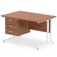 dynamic Impulse Straight Desk Rectangular Walnut Cantilever 3 Drawers 1 Pedestal 1,200 (W) x 800 (D) x 730 (H) mm MFC (Melamine Faced Chipboard)