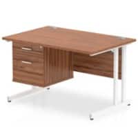 dynamic Impulse Straight Desk Rectangular Walnut Cantilever 2 Drawers 1 Pedestal 1,200 (W) x 800 (D) x 730 (H) mm MFC (Melamine Faced Chipboard)