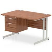 dynamic Impulse Straight Desk Rectangular Walnut Cantilever 2 Drawers 1 Pedestal 1,200 (W) x 800 (D) x 730 (H) mm MFC (Melamine Faced Chipboard)