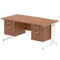 dynamic Impulse Straight Desk Rectangular Walnut Cantilever 4 Drawers 2 Pedestals 1,600 (W) x 800 (D) x 730 (H) mm MFC (Melamine Faced Chipboard)