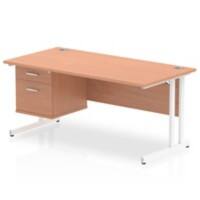 dynamic Impulse Straight Desk Rectangular Beech Cantilever 2 Drawers 1 Pedestal 1,600 (W) x 800 (D) x 730 (H) mm MFC (Melamine Faced Chipboard)