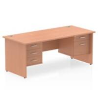 dynamic Impulse Straight Desk Rectangular Beech Base panel 5 Drawers 2 Pedestals 1,600 (W) x 800 (D) x 730 (H) mm MFC (Melamine Faced Chipboard)