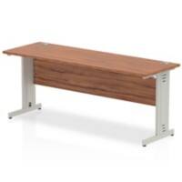 Dynamic Rectangular Office Desk Walnut MFC Cable Managed Cantilever Leg Silver Frame Impulse 1800 x 600 x 730mm