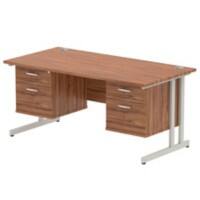 dynamic Impulse Straight Desk Rectangular Walnut Cantilever 4 Drawers 2 Pedestals 1,600 (W) x 800 (D) x 730 (H) mm MFC (Melamine Faced Chipboard)