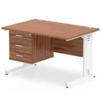 dynamic Impulse Straight Desk Rectangular Walnut Cantilever 3 Drawers 1 Pedestal 1,200 (W) x 800 (D) x 730 (H) mm MFC (Melamine Faced Chipboard)