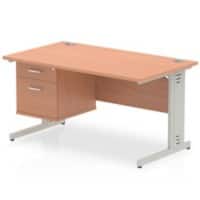 dynamic Impulse Straight Desk Rectangular Beech Cantilever 2 Drawers 1 Pedestal 1,400 (W) x 800 (D) x 730 (H) mm MFC (Melamine Faced Chipboard)