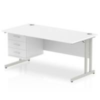 dynamic Impulse Straight Desk Rectangular Walnut Cantilever 2 Drawers 1 Pedestal 1,600 (W) x 800 (D) x 730 (H) mm MFC (Melamine Faced Chipboard)