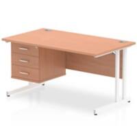 dynamic Impulse Straight Desk Rectangular Beech Cantilever 3 Drawers 1 Pedestal 1,400 (W) x 800 (D) x 730 (H) mm MFC (Melamine Faced Chipboard)