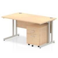 dynamic Impulse Straight Desk Rectangular Maple Cantilever 2 Drawers 1 Pedestal 1,400 (W) x 800 (D) x 730 (H) mm MFC (Melamine Faced Chipboard)