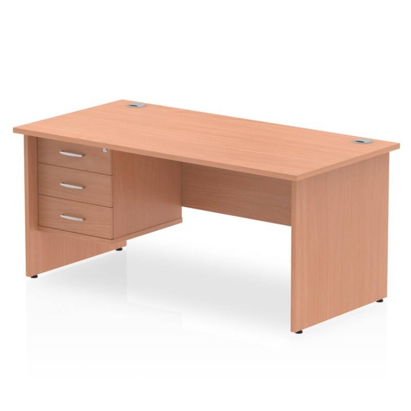 dynamic Impulse Straight Desk Rectangular Beech Base panel 3 Drawers 1 Pedestal 1,600 (W) x 800 (D) x 730 (H) mm MFC (Melamine Faced Chipboard)