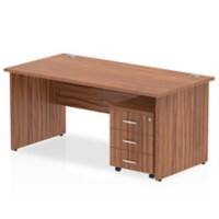 dynamic Impulse Straight Desk Rectangular Walnut Base panel 3 Drawers 1 Pedestal 1,600 (W) x 800 (D) x 730 (H) mm MFC (Melamine Faced Chipboard)
