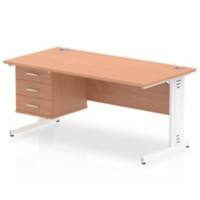 dynamic Impulse Straight Desk Rectangular Beech Cantilever 3 Drawers 1 Pedestal 1,600 (W) x 800 (D) x 730 (H) mm MFC (Melamine Faced Chipboard)