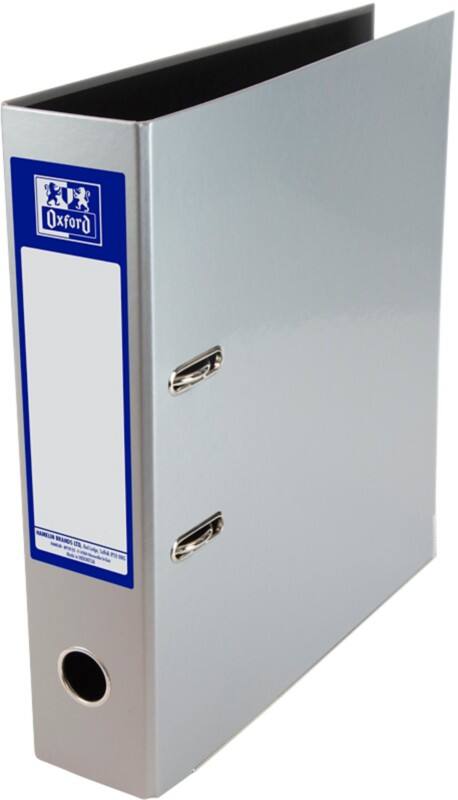 OXFORD Classy Wide Lever Arch File A4 70 mm Metallic Silver 2 Rings Board, Paper High-Glossy
