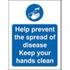 Stewart Superior Health and Safety Sign Help prevent the spread of disease, keep your hands clean Vinyl Blue, White 20 x 15 cm