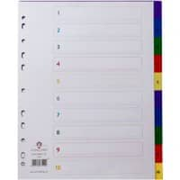 Concord Numerical Index 1-10 Extra Wide Polypropylene Assorted Colours 10 Numerical Indices